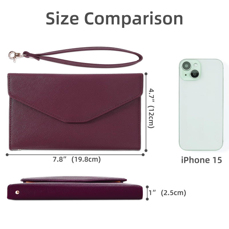 ZOPPEN Passport Holder Travel Wallet (Ver.5) for Women Rfid Blocking Multi-purpose Passport Cover Document Organizer Strap, Wine Red - Image 2